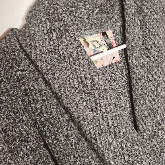 Akemi + Kin Anthropologie Women’s Size Med Gray Waffle Knit Faux Wrap Top - Picture 3 of 5